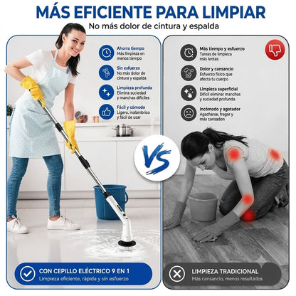 🔥 ¡EL CEPILLO ELÉCTRICO 9 EN 1 QUE TODAS LAS CASAS NECESITAN! LIMPIA RÁPIDO, FÁCIL Y SIN ESFUERZO.
